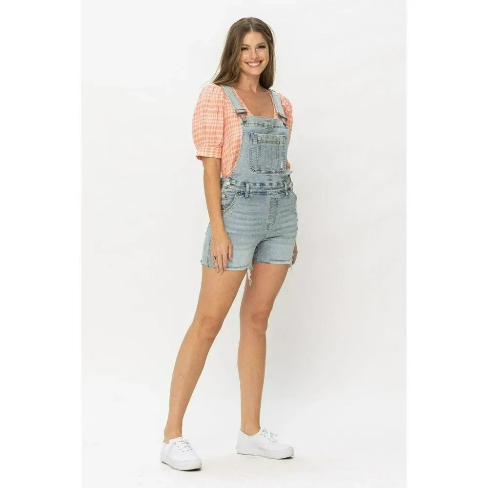 Judy Blue The Daisy Distressed Denim Overall Shorts S-XL New 15210 - Picture 7 of 13